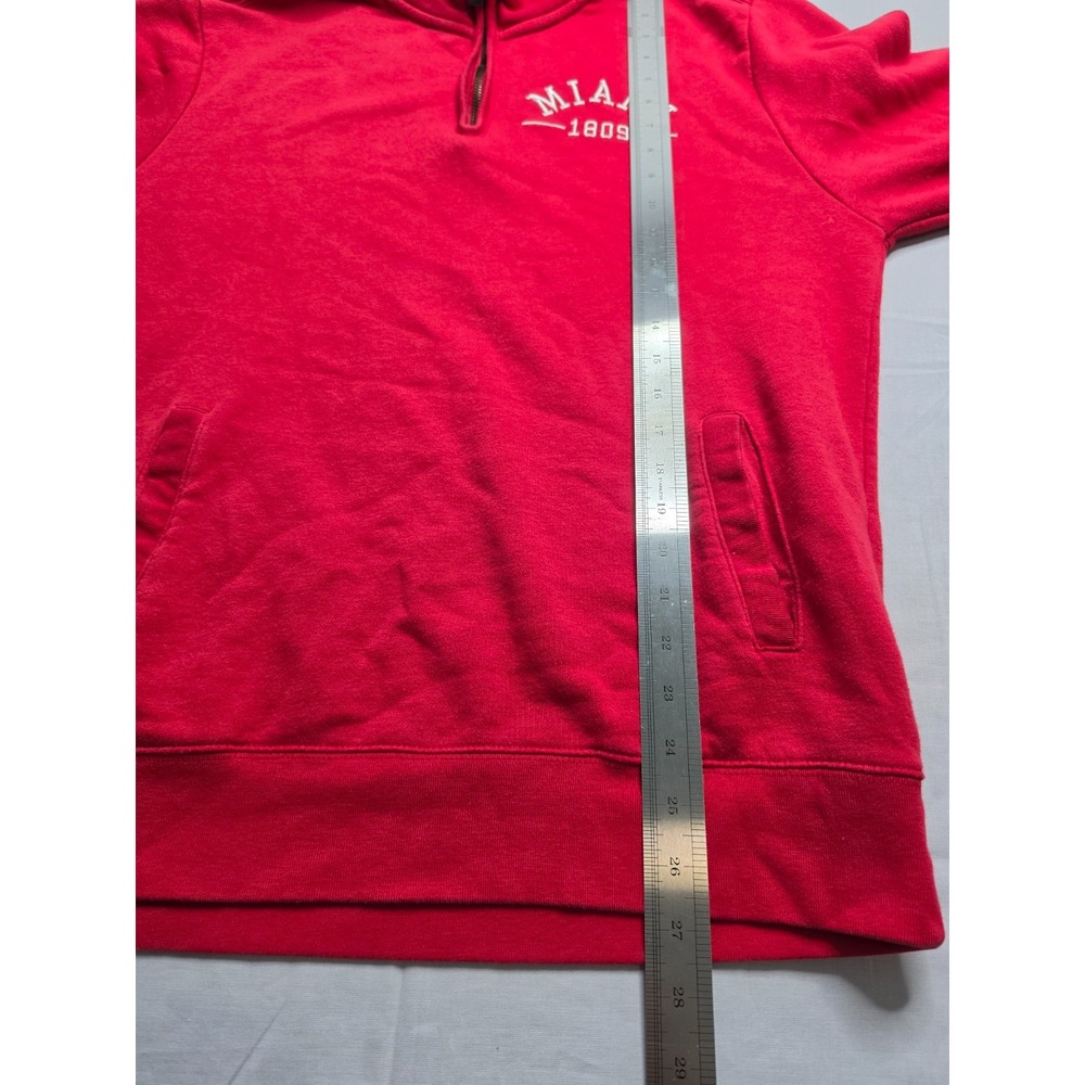 League Miami RedHawks Football Sweatshirt Men's Medium Red Fleece Lined 1/4 Zip - Picture 6 of 7